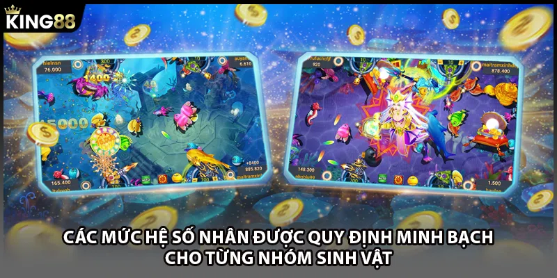 Các mức hệ số nhân được quy định minh bạch cho từng nhóm sinh vật.
