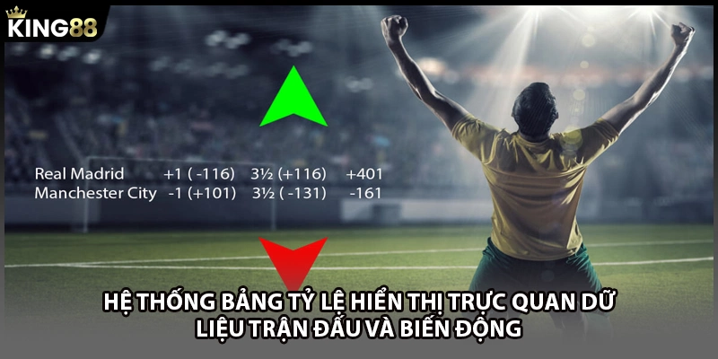 Hệ thống bảng tỷ lệ hiển thị trực quan dữ liệu trận đấu và biến động 